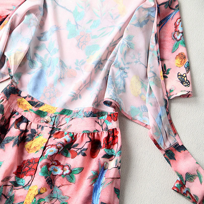 Criss-Cross Playsuits Women Jumpsuit Printed Lace Up Waist V-Neck Flare Sleeves Elegant Sexy Style New Fashion Design 2017 | Женская