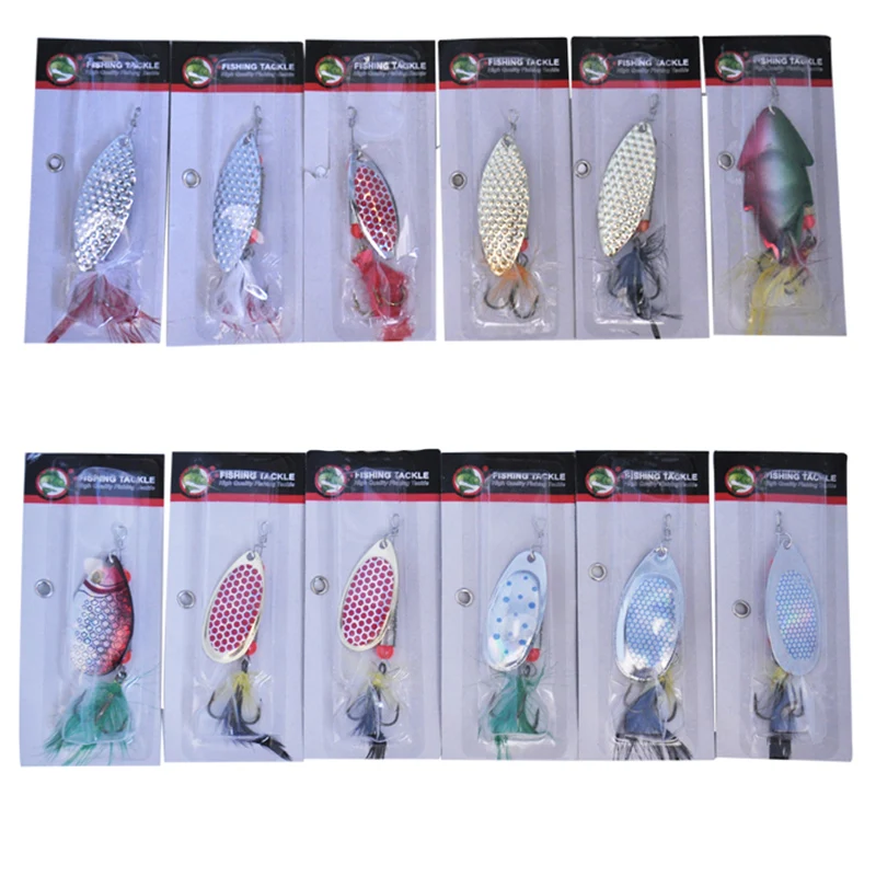 CIBO набор ложек для ловли рыбы блесны с металлическими блестками серебристые