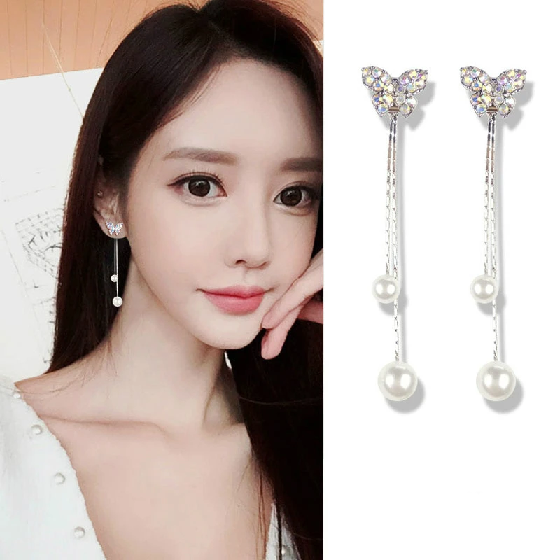 Новые серьги модная индивидуальность лук женский темперамент длинные имитация