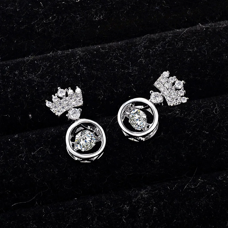 Новинка 2017 милый стиль форма короны висячие серьги с сердцем прозрачные