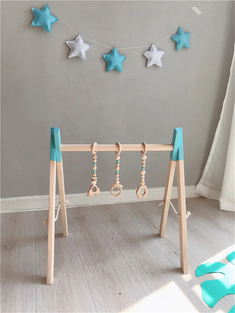 Wooden Newborn baby Play Gym Toys Activity Gym Toy Accessories Sensory Toy Gift Infant Room Clothes Rack Photography Props Gifts