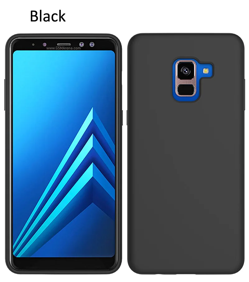 Black Жидкий силиконовый чехол для samsung Galaxy A8 Plus A530F A730F мягкий гелевый резиновый чехол высокого качества - Цвет: Black