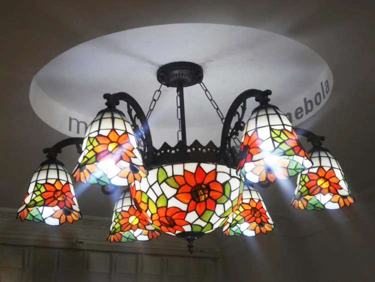 European-style garden sunflowers long bracket lamp lighting living room Restaurant Hotel Tiffany chandelier Hot |