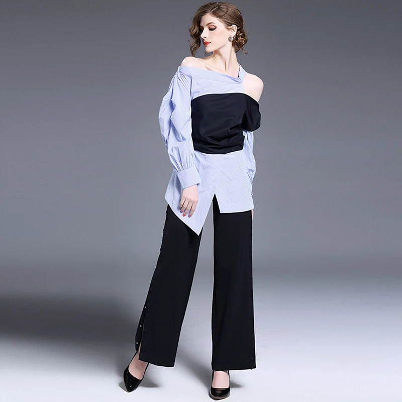 Женская блузка новый дизайн асимметричная со вставками с открытыми плечами
