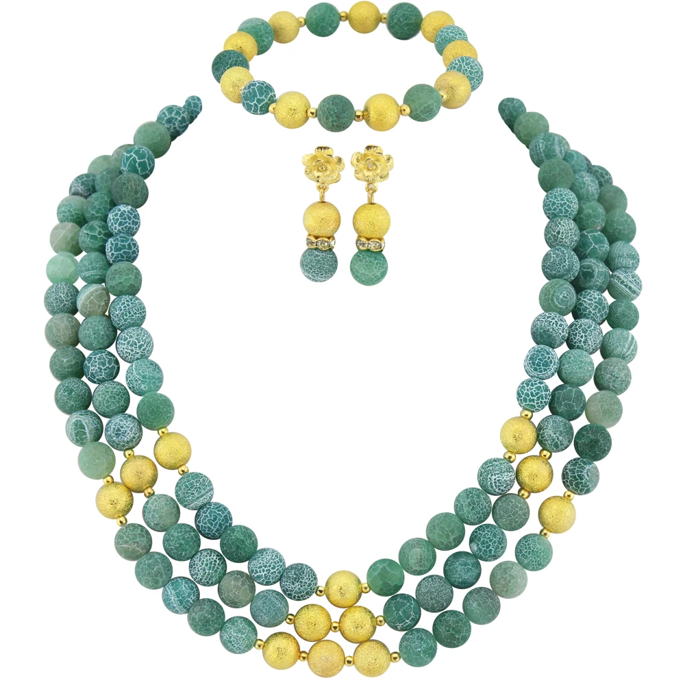 Модный Зеленый популярный комплект ювелирных изделий 10 мм горячее ожерелье