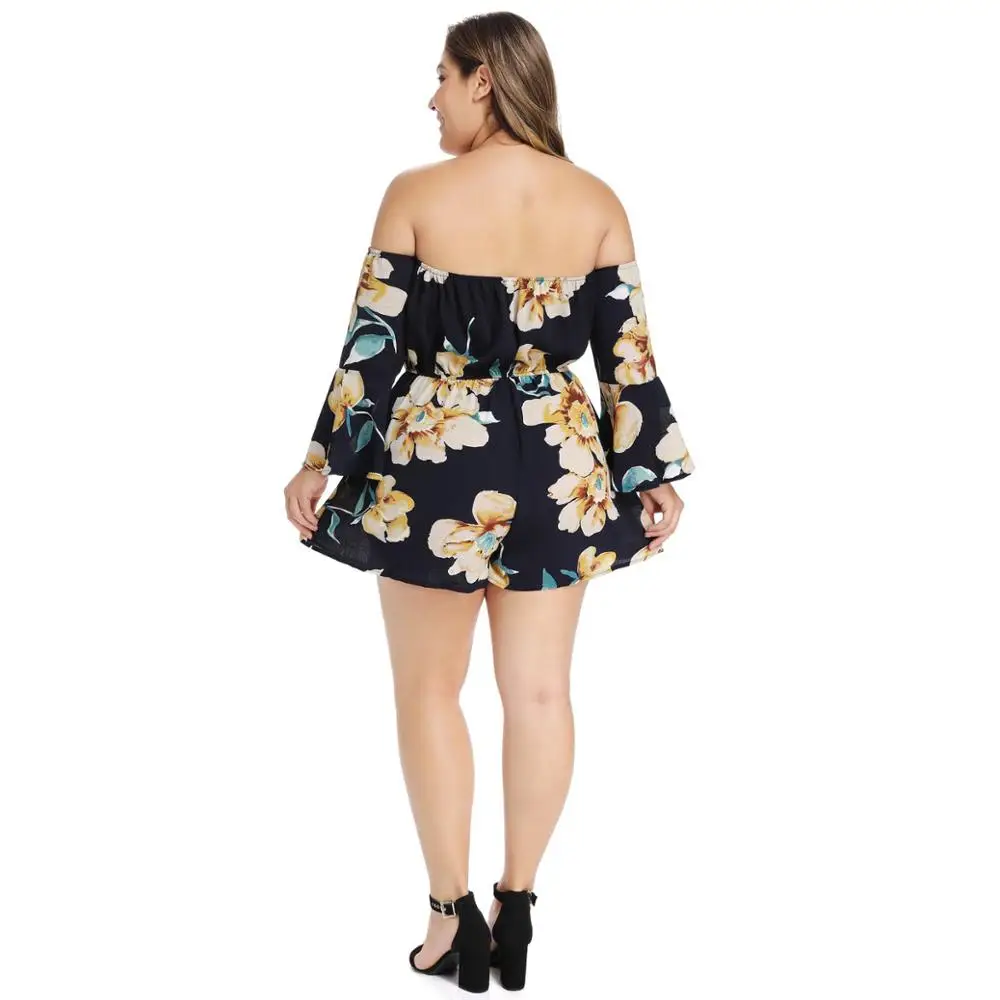 Летний шифоновый комбинезон без бретелек с цветочным принтом женский