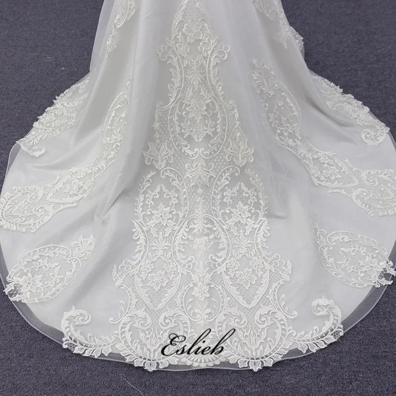 

Real Sample Luxury Mermaid 2019 Wedding Dress Bridal Gown Sweetheart Lace Women Wedding Gowns Elegant Long Tail Vestidos SJ075