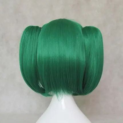 

Halloween Macross F RANKA Green Wig Cosplay Base Wig + Ponytails Clips