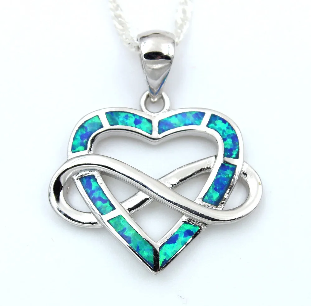 2017 новое ожерелье с подвеской голубым огненным опалом в форме сердца | Украшения