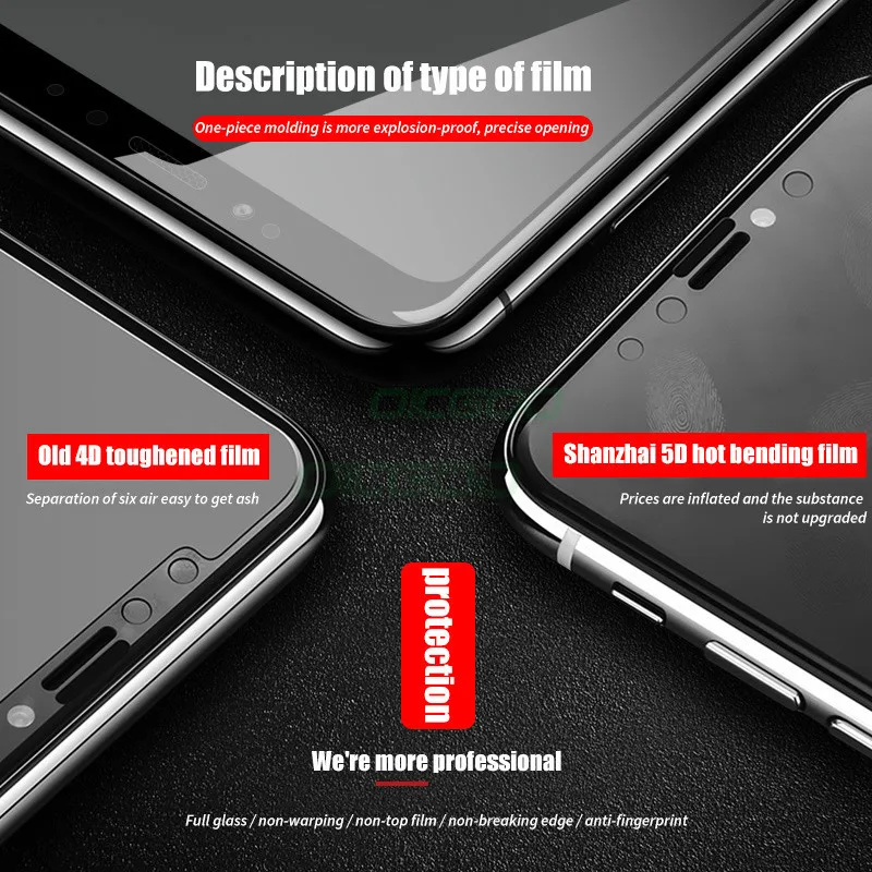 OICGOO 5D закаленное стекло для Xiaomi Rradmi 4X 4A Note 5 5A полное покрытие Защита экрана Redmi Plus