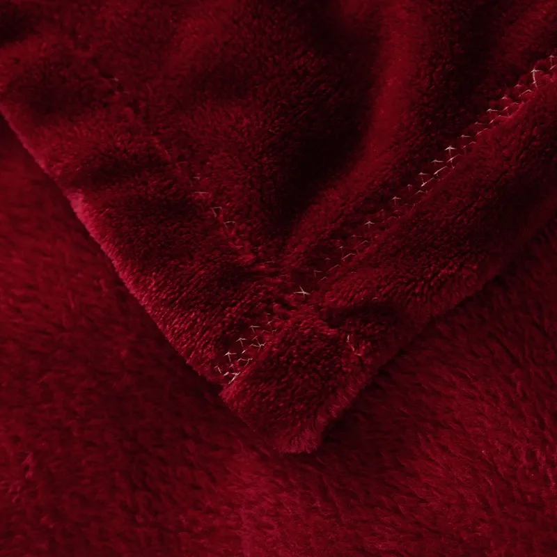 Бордовое однотонное Фланелевое флисовое пушистое одеяло полноразмерное легкое