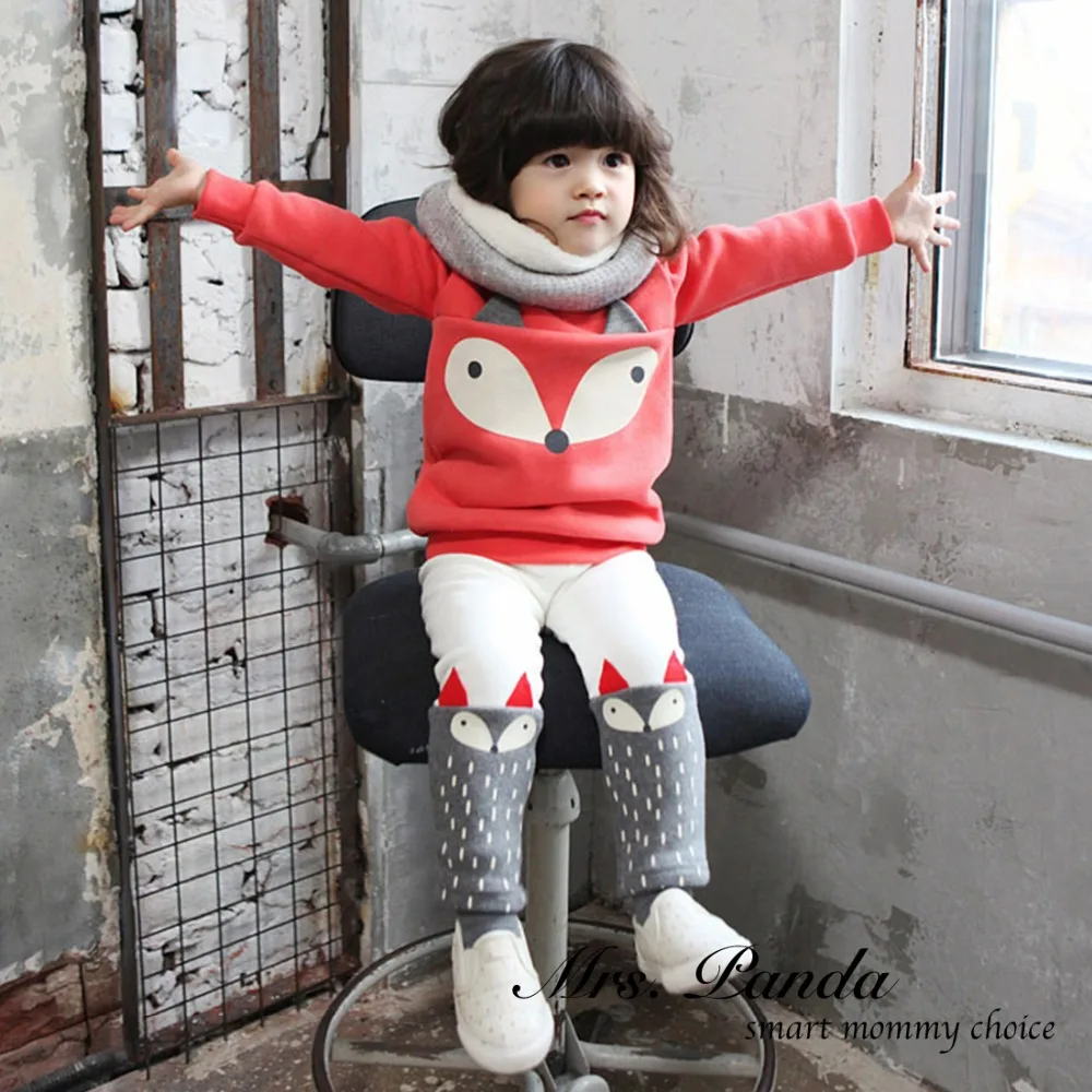 Розничная 2017 Зима стиль Сгущает Одежда устанавливает Red Fox 2 шт. (С Длинными