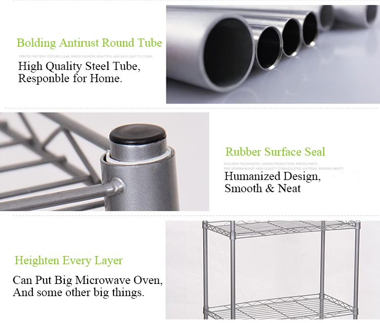 Kitchen Rack Microwave Oven Rack Floored Metal Shelf Furniture 4 Tier Space Saving Multi-function Storage Rack for Kitchen