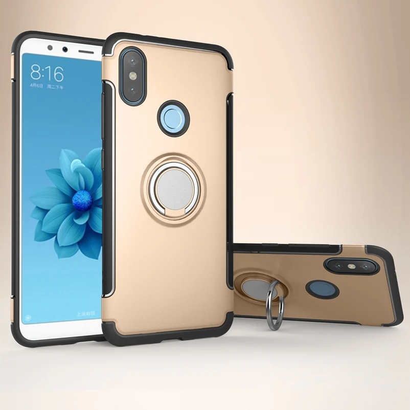 Чехол с кольцом-держателем для Xiaomi mi A2 Lite Red mi 6 Pro Coque, жесткий защитный чехол Xio mi чехол для Xiaomi mi A1 A2 5X 6X Red mi 3S 6 Pro - Цвет: Gold