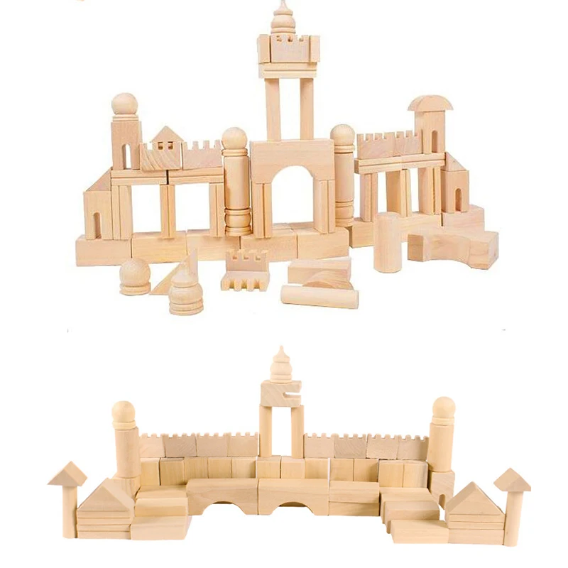 2017 новые натуральные деревянные ведра Строительные кирпичи сборные замок