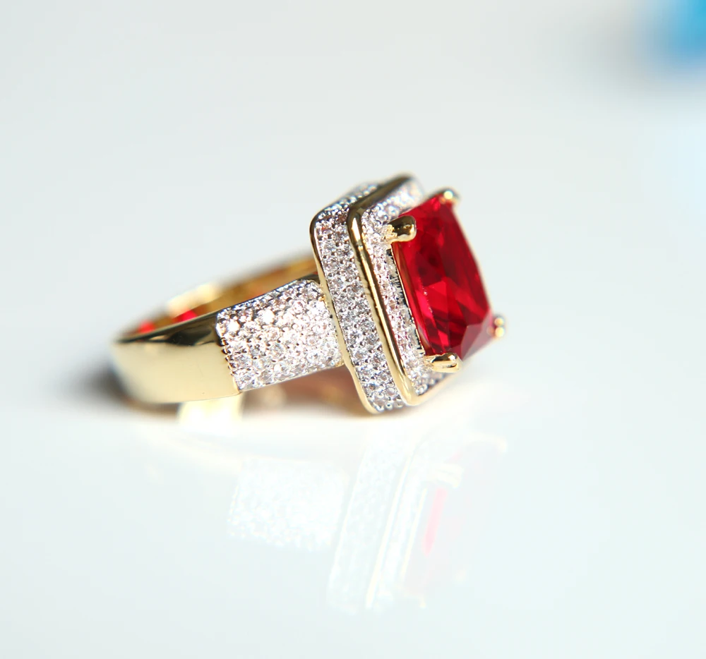 2017 новейшие мужские/женские модные ювелирные изделия красные кольца 10KT Желтое