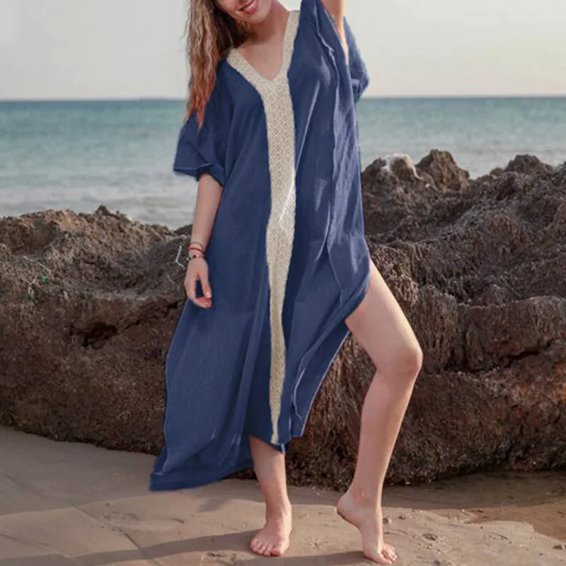Летнее пляжное платье в стиле бохо большой размер Saida De Praia Feminino 2019 модные платья