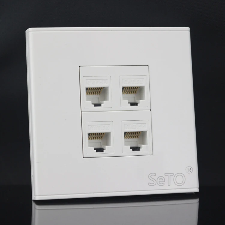 SeTo 86 Тип четыре порта RJ45 Cat5e сетевая Lan панель настенная пластина розетка Keystone