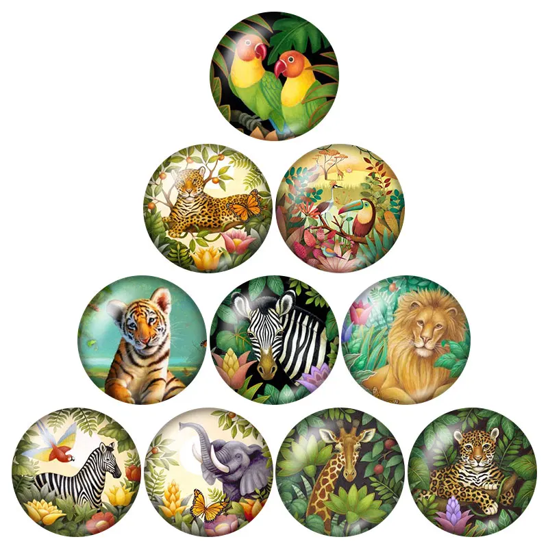 

Beauty Forest Animals Birds 10pcs set 12mm/16mm/18mm/25mm Round photo glass cabochon demo flat back Making findings ZB0572