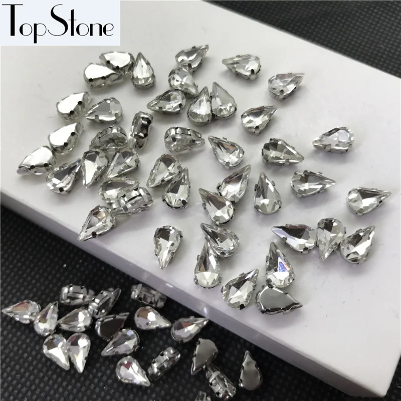 Topstone 5x8 6X10 8X13 мм каплевидный камень кристально чистый цвет с белой K металлической