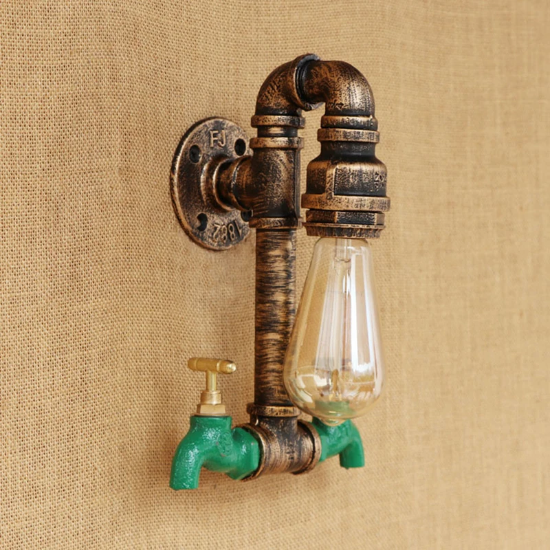 vintage LOFT wall lamp indoor lighting iron rust Water pipe sconce lights lampshade for living room bedroom restaurant bar E27 | Лампы и