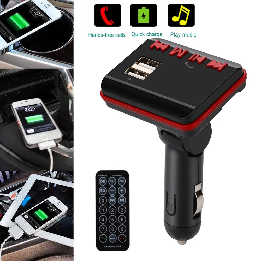 Красный Lcd Автомобильный MP3 mp4 плеер беспроводной fm-передатчик AUX модулятор Быстрая зарядка двойной USB Автомобильное зарядное устройство SD/MMC Автомобильный музыкальный плеер - Название цвета: Красный
