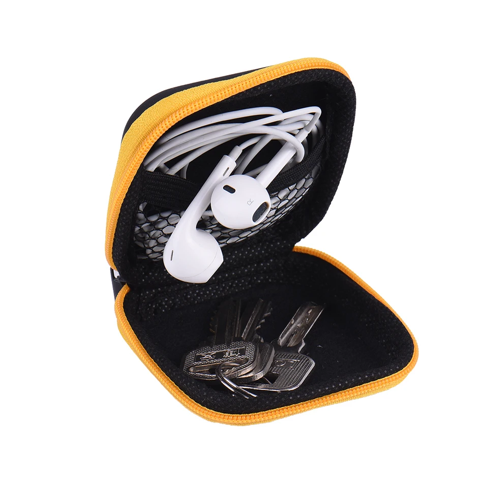 

5 Colors Hard Zipper Mini Earbuds Earphone Bag PU Leather Headphone Cover Earphone Case Protective Usb Cable Organizer