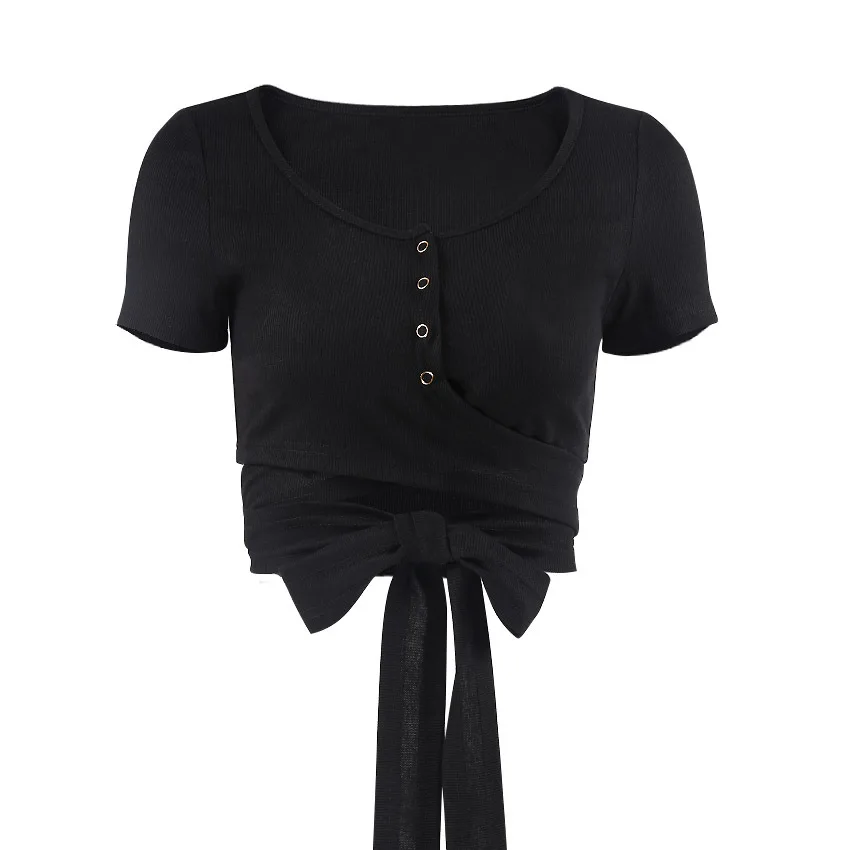 Новые пикантные Для женщин короткие топы в полоску с завязкой сзади Cami