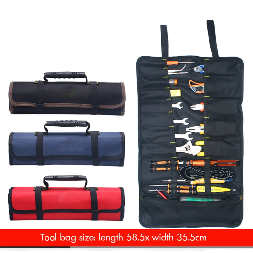

Doubled-Layer 600D Oxford Cloth Tool Bag With Handle, Portable Waterproof Tool Bag 22 Tool Pockets Wear-Resistant, 58.5x35.5cm