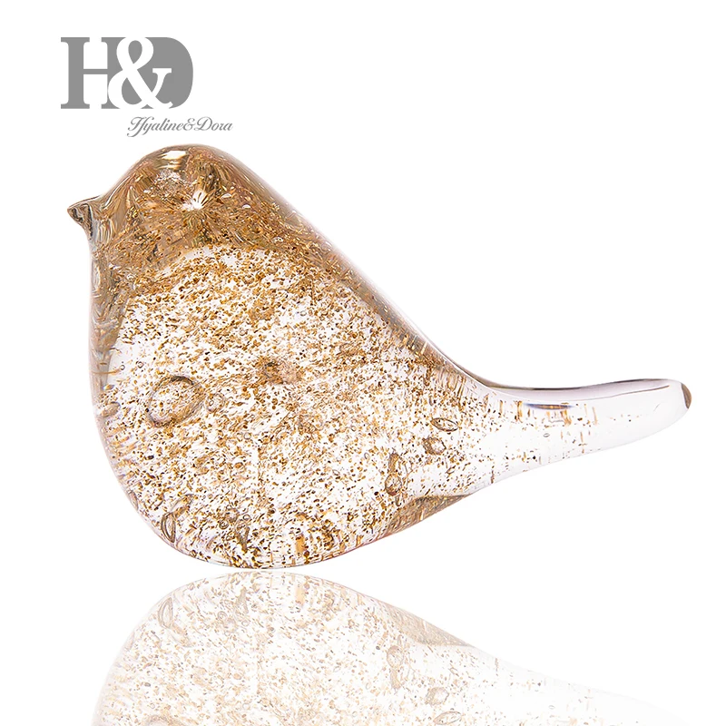 H&D 9 Styles Glass Blown Paperweight Bird Craft Unique Handmade Fancy Collectibles Gifts for Wedding Office Decor