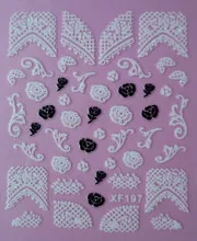 2pcs/lot XF197 High Quality Brand 3D Design Tip Nail Art Lace Stickers Decals Carving Decorations | Красота и здоровье