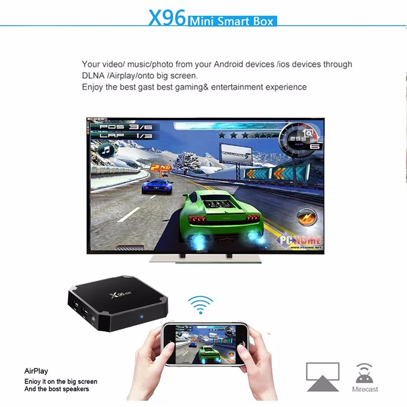 X96 Мини ТВ коробка Android 7 1 tv box 2 Гб 16 Amlogic S905W четырехъядерный 4 ГГц WiFi медиаплеер