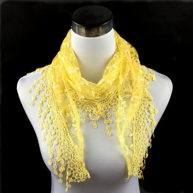 Yellow Шарф KANCOOLD, новинка, высокое качество, модный, кружевной, с кисточками, прозрачный, цветочный принт, треугольная Мантилья, шаль, шарф, роскошный бренд, jan26 - Цвет: Yellow
