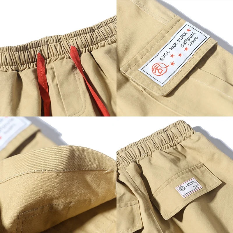 2019 Khaki Summer Men Shorts Casual Cargo Loose Fashion Hip Hop Steampunk Workwear Jogger Pants Harajuku Sports SweatPants S6T23 | Мужская