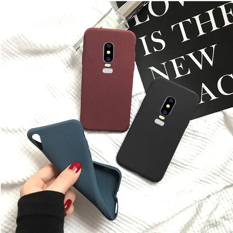 Простой Тонкий матовый мягкий чехол из ТПУ с песчаником для OnePlus 6 6T Ультратонкий