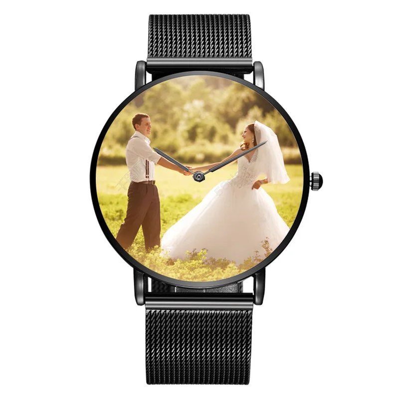 Custom Dial Black Цвета: золотистый, Серебристый Мужские Женские логотип пару часы наручные фото наручные индивидуальные уникальные часы "сделай сам" подарок для любителей - Цвет: Custom Dial Black