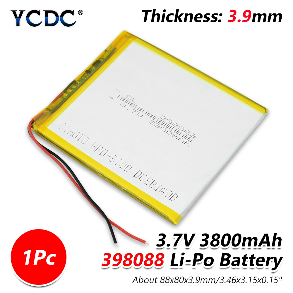 Литий полимерный аккумулятор Батарея 398088 3 7 V 3800mAh Lipo для DVD планшет PDA MID