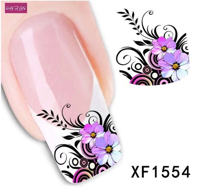 

1pcs Women Fashion Beauty Water Transfer Nail Art Decals Stickers Flower Nail Sticker Decorations DIY Tips