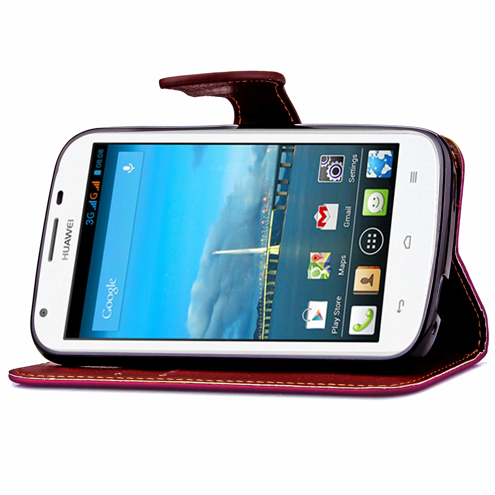 WolfRule Leaf Case Huawei Y600 Cover Luxury Women's Style Flip PU Leather &amp TPU Handbag For With Card Slot | Мобильные