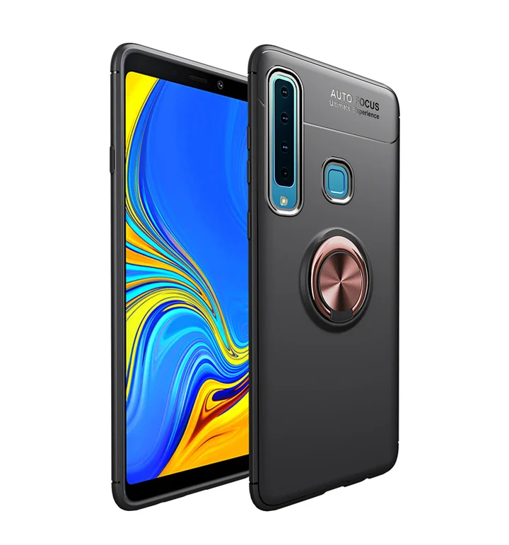 Для samsung Galaxy A9 чехол автомобильный магнитный держатель для колец мягкая ТПУ Силиконовая задняя крышка для Galaxy A9 SM A920 чехол Funda - Цвет: Black rose gold