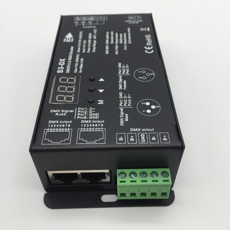3CH * 1.5A RF2.4GHz DMX RDM 220vDecoder 110 240V Одноцветный двойной белый RGB Светодиодная лента