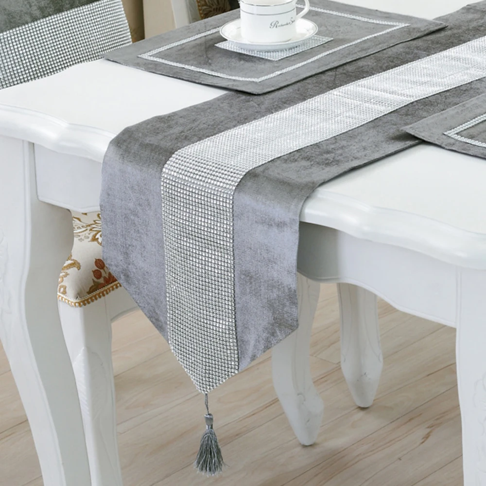 Фланель Diamond брак кисточкой Настольная дорожка Современная скатерть Свадебная