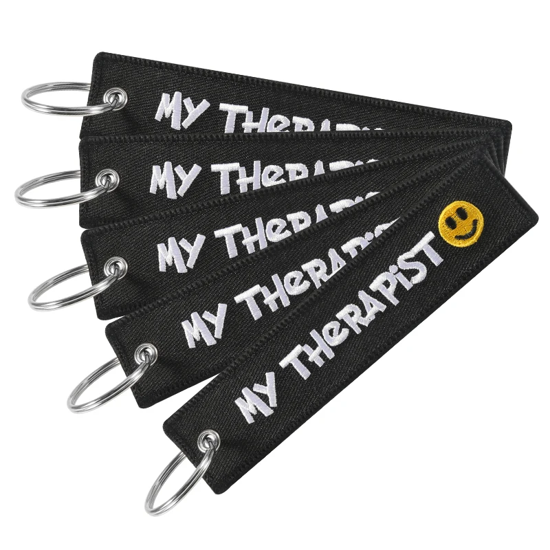 Автомобильный брелок с вышивкой мой терапевт черный для ключей мотоцикла OEM