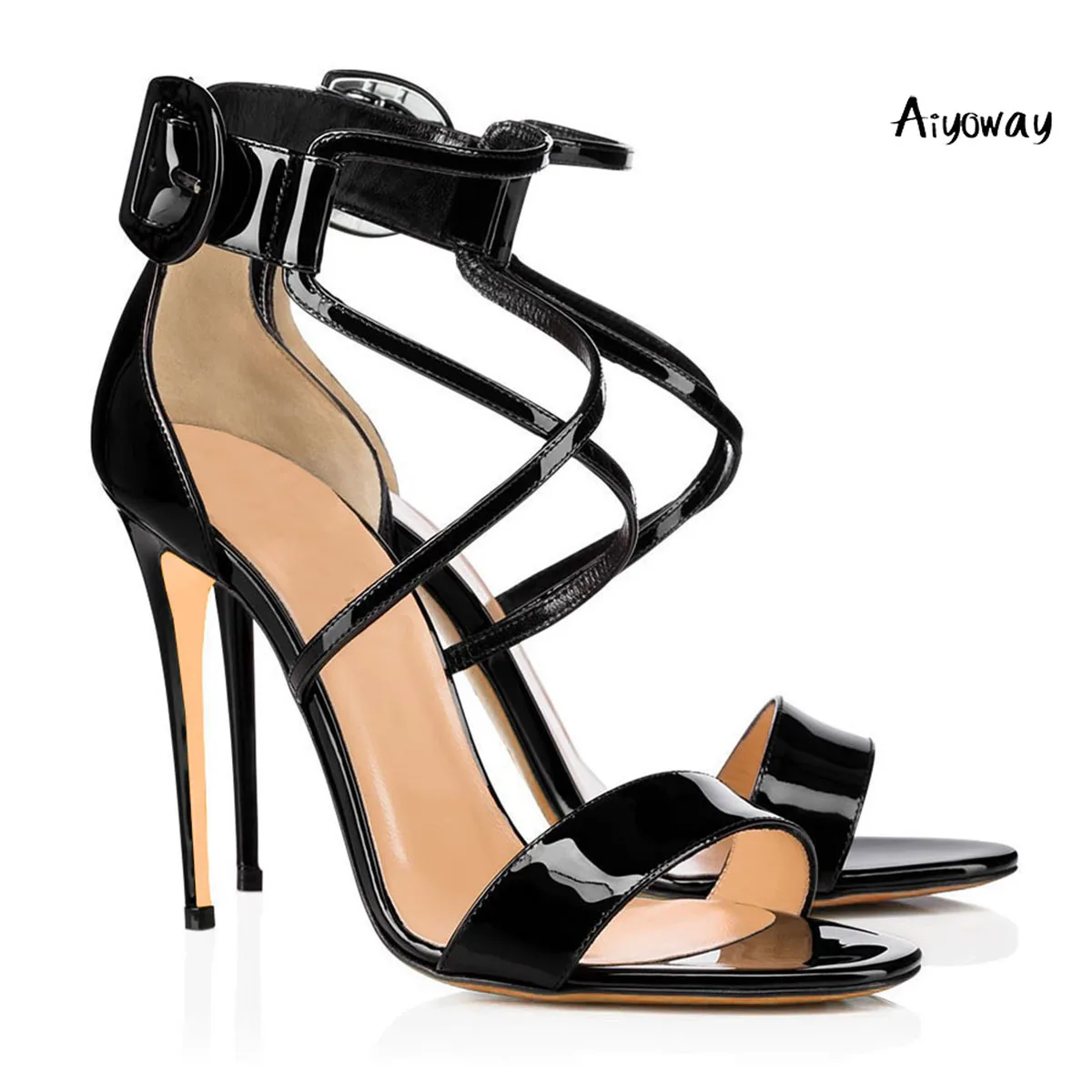 Фото Aiyoway 2019 Spring Women Shoes Peep Toe High Heels Sandals Ankle Buckle Cross Strap Ladies Wedding Party Black Red White Обувь Aiyoway 2019 Spring Women Shoes Peep Toe High Heels Sandals Ankle Buckle Cross Strap Ladies Wedding Party Black Red White Обувь