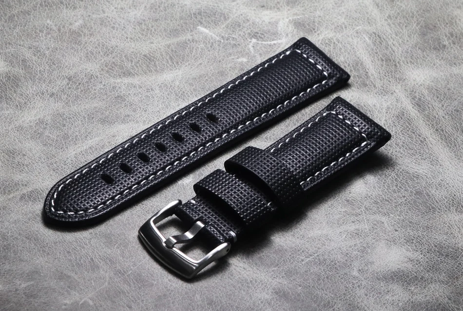 

20 21 22 24 26mm high quality thick minimalist style Genuine leather watch straps watchband head layer cowhide black watch band