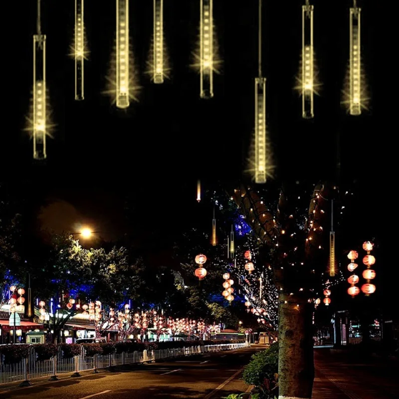 

100-240V/EU Waterproof 20cm 8 Tube Meteor Shower Rain LED String Lights For Indoor Outdoor Garden Wedding Party Decor Tree
