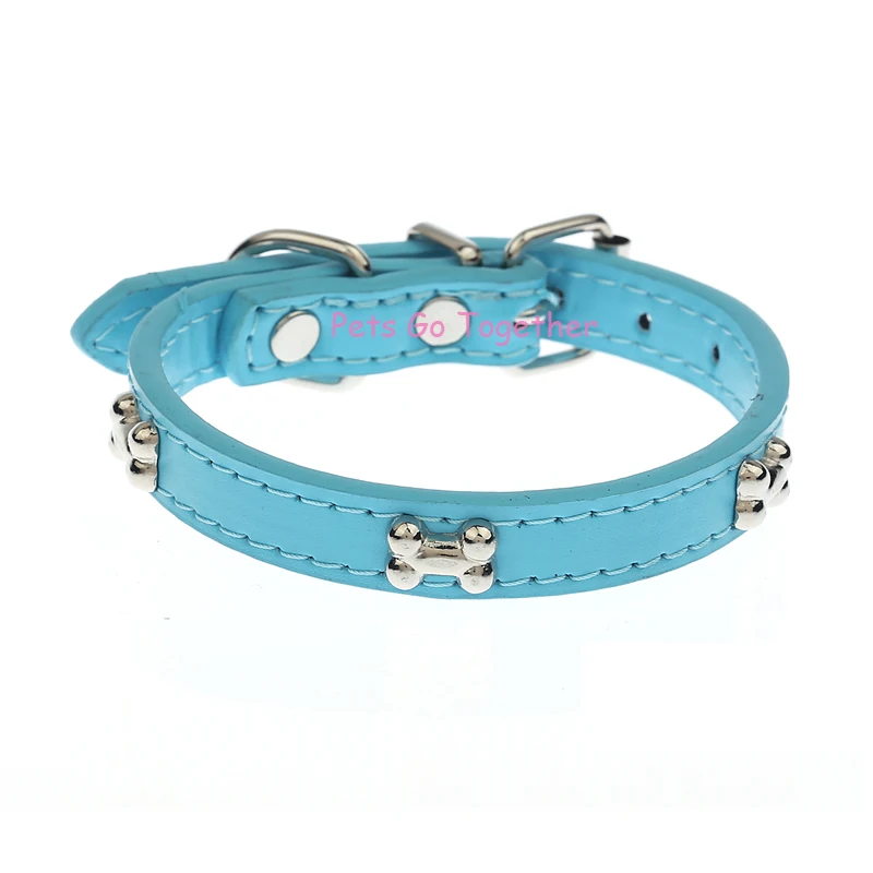 5 цветов Кость Собака Воротник прочный из искусственной кожи Регулируемая Щенок