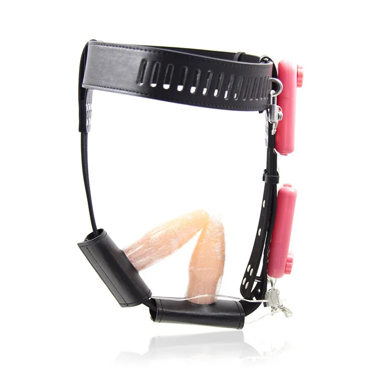 PU Leather BDSM Chastity Belt Device with Vagina Anal Vibrating Plugs Women Strap on Dildos Fetish Bondage Wear Lesbian Sex Toys | Красота и