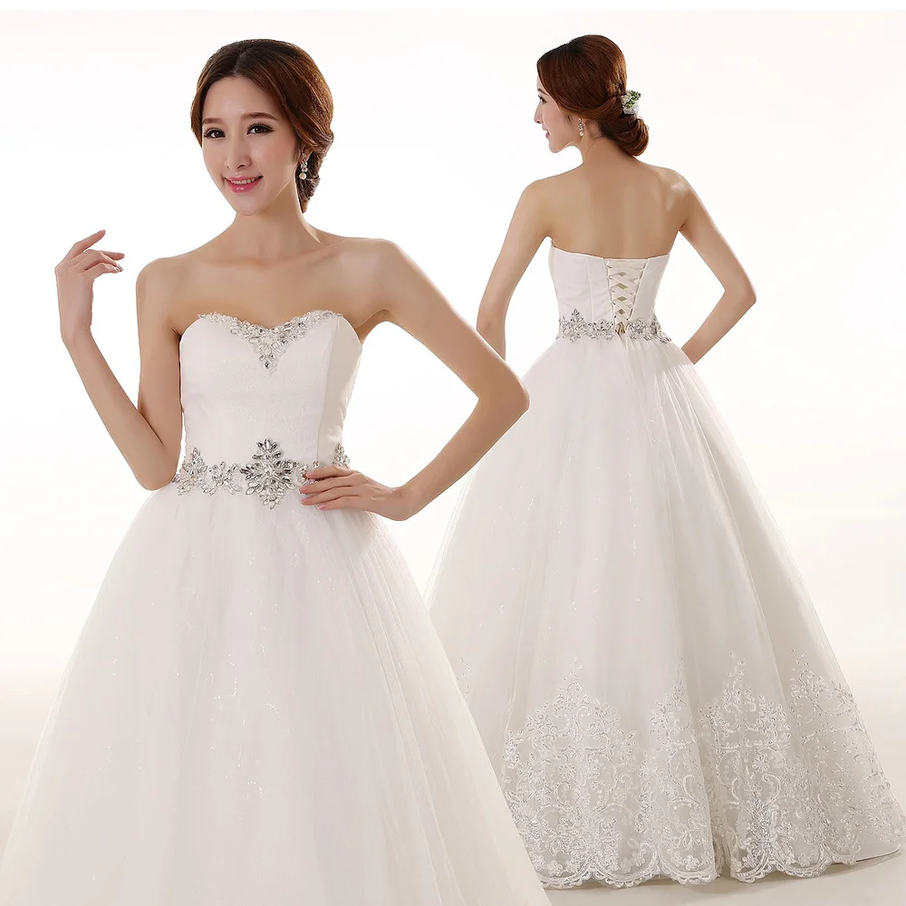 Free Shipping~Handmade 2014 of luxury crystal tube top the bride Wedding Dress Gown Bridal Ball Size 4-6-8-10-12-14 | Свадьбы и