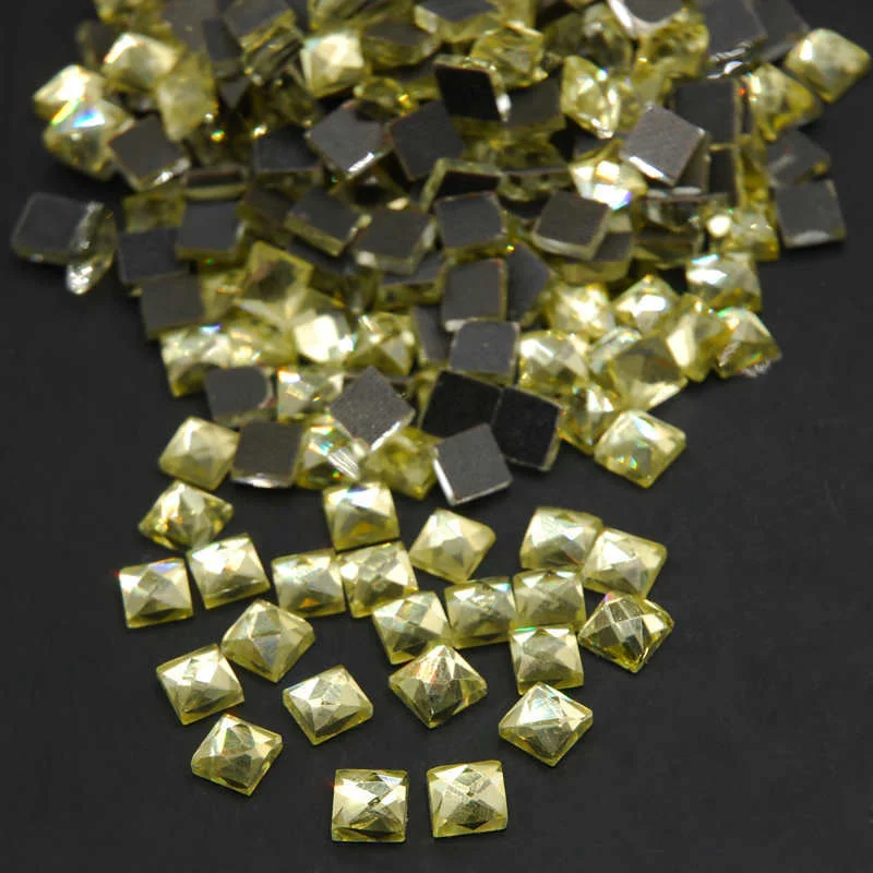 light yellow 6 мм, 200 шт., 16 цветов, квадратная форма, горячая фиксация, стеклянные стразы DMC, горячая фиксация, хрустальные камни для DIY одежды, креативный дизайн - Color: light yellow